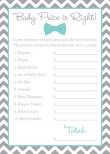 Aqua Bow Tie Baby Shower Price Game