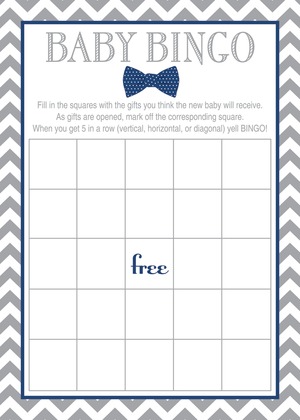 Navy Bow Tie Baby Prediction Cards