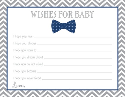 Navy Bow Tie Baby Shower Raffle Cards