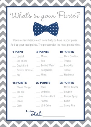 Navy Bow Tie Baby Shower Price Game