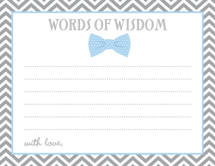 Baby Blue Bow Tie Baby Wish Cards