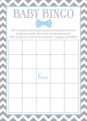 Aqua Bow Tie Baby Shower Bingo Cards