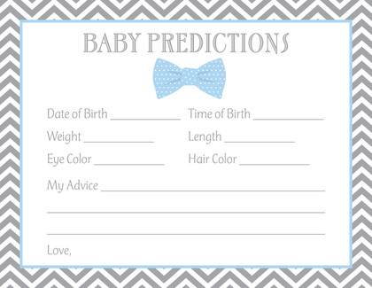 Baby Blue Bow Tie Baby Shower Bingo Game