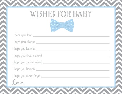 Aqua Bow Tie Baby Wish Cards