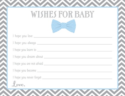 Baby Blue Bow Tie Baby Fill-in Invitations