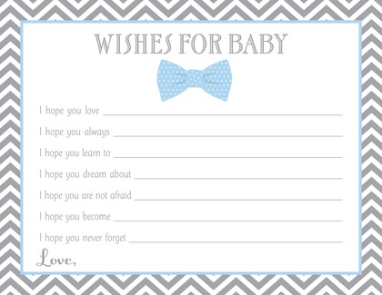 Baby Blue Bow Tie Baby Shower Bingo Game