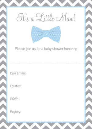 Baby Blue Bow Tie Baby Wish Cards