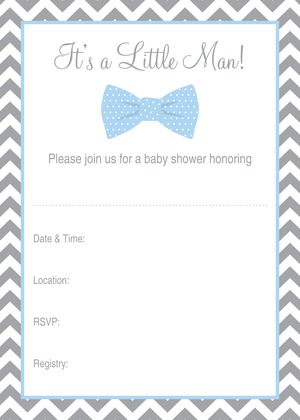 Baby Blue Bow Tie Baby Shower Bingo Game