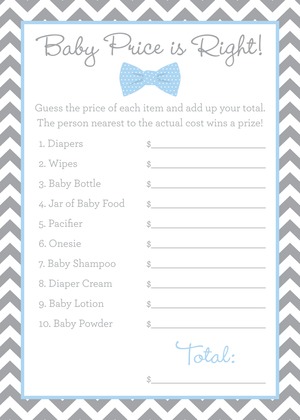 Navy Bow Tie Baby Shower Price Game