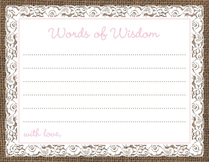 Pink Border Lace Burlap Note