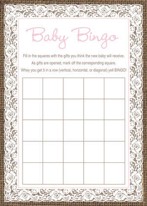 Pink Border Lace Burlap Note