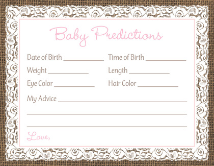 Pink Border Lace Burlap Baby Bingo Game