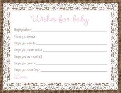 Pink Border Lace Burlap Baby Fill-in Invitations