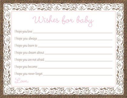 Pink Border Lace Burlap Baby Bingo Game