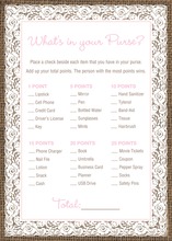 Pink Border Lace Burlap What's In Your Purse Game