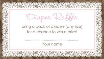 Pink Border Lace Burlap Baby Fill-in Invitations