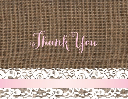 Pink Border Lace Burlap Baby Wish Cards