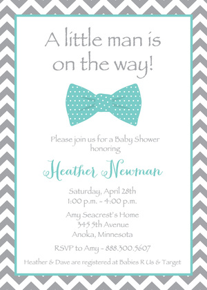 Baby Blue Bow Tie Baby Shower Invitations