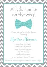 Aqua Bow Tie Baby Shower Invitations