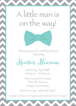 Aqua Bow Tie Baby Shower Invitations