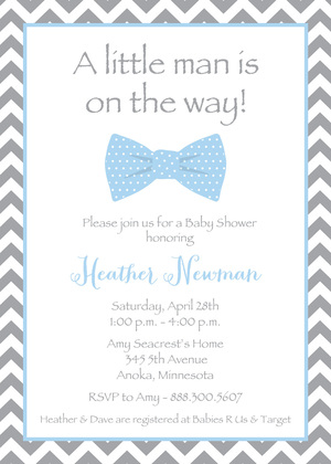 Baby Blue Bow Tie Baby Fill-in Invitations