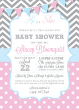 Pink Blue Gender Reveal Baby Shower Invites