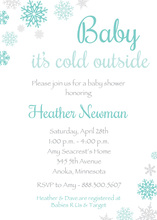 Aqua Snowflakes Baby Shower Invitations