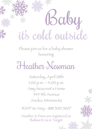 Aqua Snowflakes Baby Shower Invitations