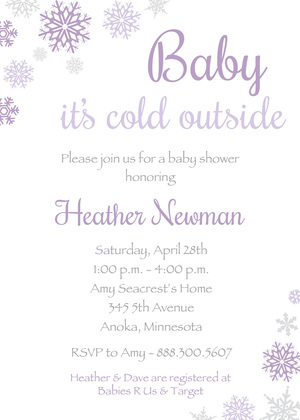 Purple Snowflakes Baby Shower Price Game