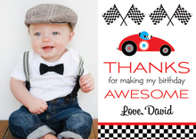 Red Race Car Photo Thank You Card