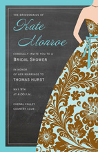 Beautiful Turquoise Damask Bridesmaid Invitations