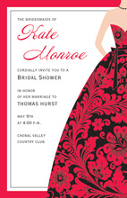 Red Bridesmaid Holiday Damask Invitations