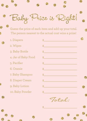 Gold Glitter Graphic Dots Pink Baby Predictions