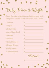 Gold Glitter Graphic Dots Pink Baby Shower Price Game