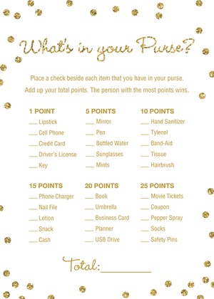 Gold Glitter Graphic Dots Diaper Raffle Cards