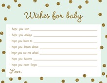 Faux Gold Glitter Pink Dots Baby Bucket List Cards