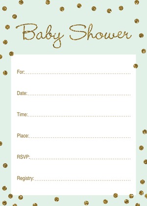 Gold Glitter Graphic Dots Mint Diaper Raffle Cards