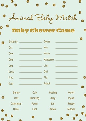 Gold Glitter Graphic Dots Mint Baby Shower Price Game