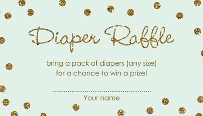 Gold Glitter Graphic Dots Diaper Raffle Cards