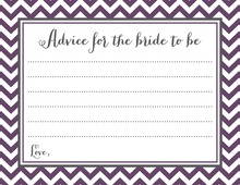 Eggplant Chevrons Bridal Advice Cards