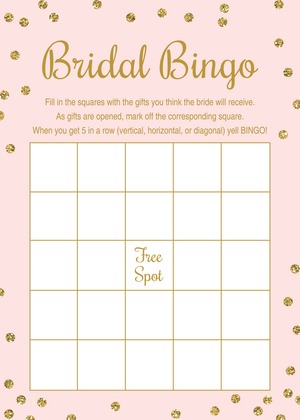 Gold Glitter Graphic Dots Bridal Bingo