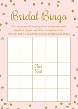 Pink Faux Gold Glitter Dots Bridal Bingo