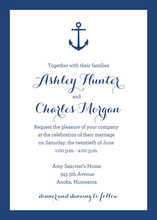 Navy Border Anchor Nautical Wedding Invitations