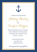 Navy Anchor Double Border Notched Frame Invitations