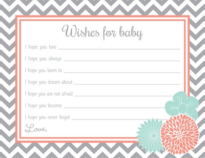 Teal Floral Coral Frame Grey Fill-in Invitations