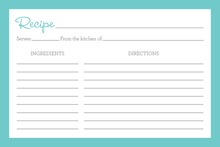 Teal Border Recipe Cards