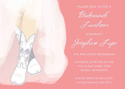 White Wedding Boots Teal Bridal Shower Invitations