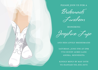 White Wedding Boots Lilac Bridal Shower Invitations
