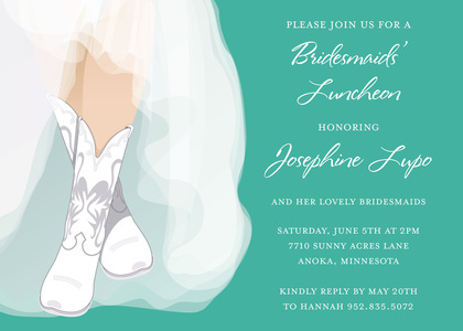 White Wedding Boots Teal Bridal Note