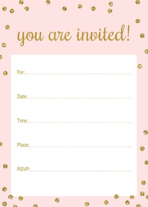 Pink Faux Gold Glitter Dots Well Wishes Cards